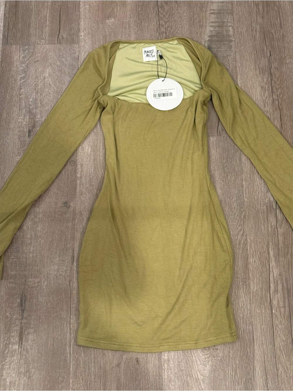 Prince Olive Green Long Sleeve Bodycon Dress
